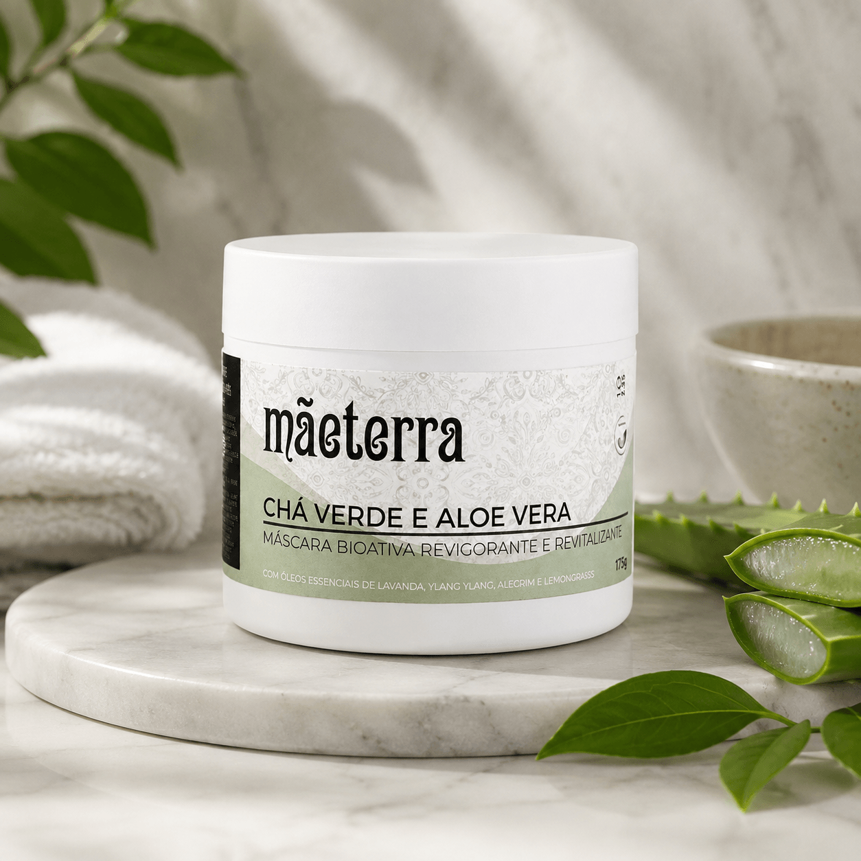 Máscara Chá Verde e Aloe Vera, produto TOCTUS da linha Mãe Terra