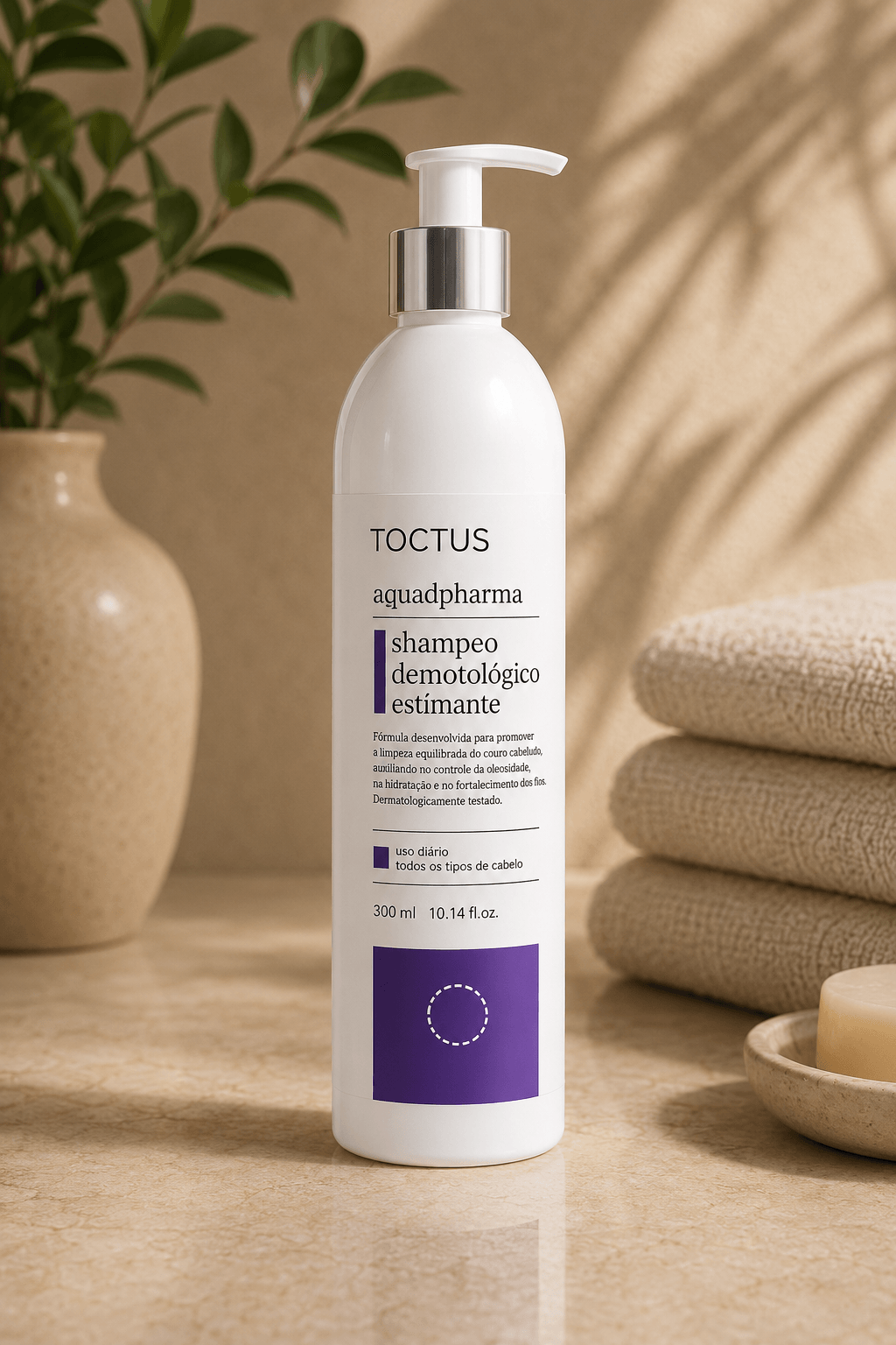 Shampoo Tricológico Calmante, produto TOCTUS da linha Aquadipharma